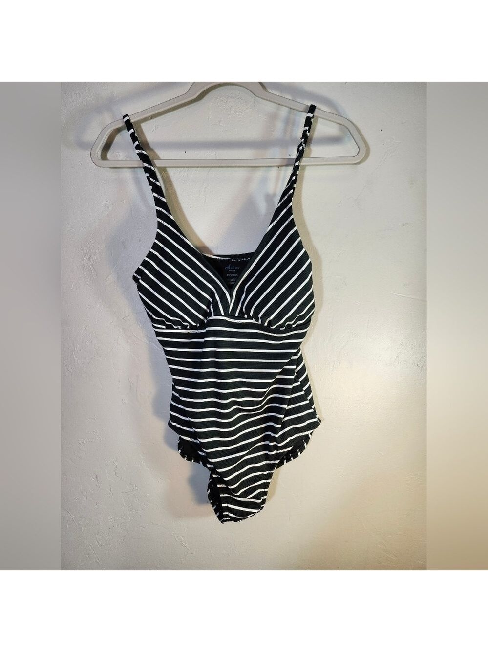 Catalina Striped Black & White Piece Swimsuit Sz M